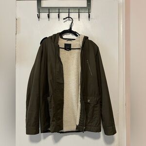 Sherpa lined olive green jacket